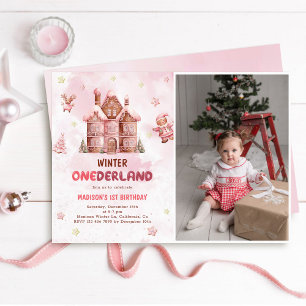 Invitación Primer cumpleaños de los Navidades de la Casa Rosa