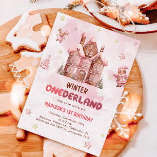 Invitación Primer cumpleaños de los Navidades de la Casa Rosa