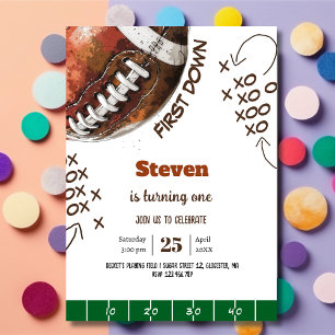 Invitación Primer cumpleaños de los niños de fútbol norteamer