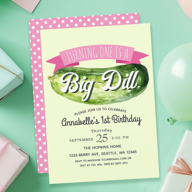 Invitación Primer cumpleaños de los niños del Chica Big Dill  (Subido por el creador)