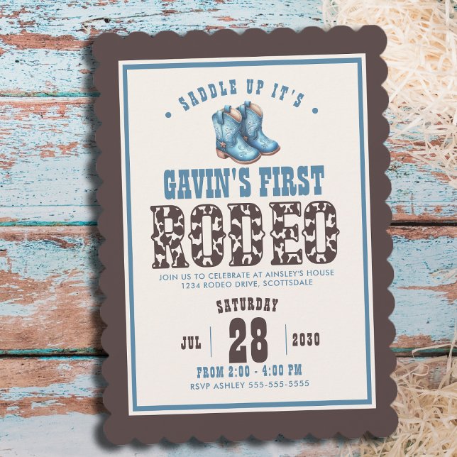 Invitación Primer cumpleaños de los primeros niños rodeo-azul (Subido por el creador)