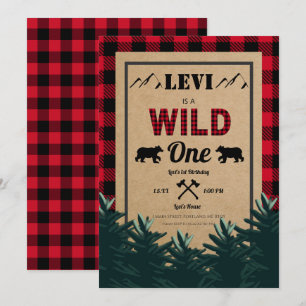 Invitación Primer cumpleaños de Lumberjack, salvaje una invit