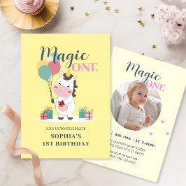 Invitación Primer cumpleaños de Magic One Unicorn