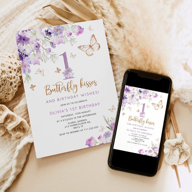 Invitación Primer cumpleaños de Mariposa Púrpura (Subido por el creador)