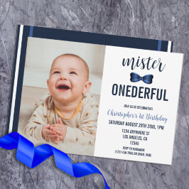 Invitación Primer cumpleaños de Mister OneMaravilloso Bow Tie