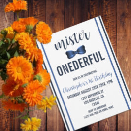 Invitación Primer cumpleaños de Mister OneMaravilloso Bow Tie
