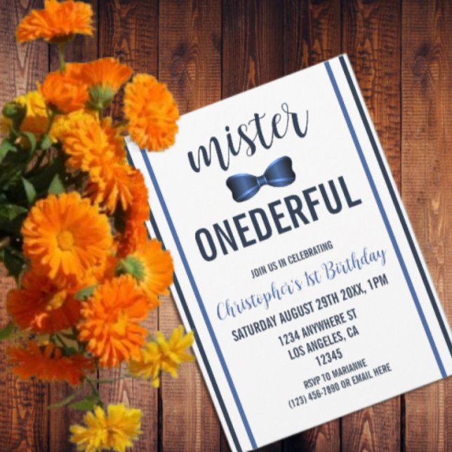 Invitación Primer cumpleaños de Mister OneMaravilloso Bow Tie (Subido por el creador)