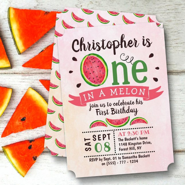 Invitación Primer Cumpleaños De One In A Melon (Subido por el creador)