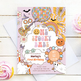 Invitación Primer cumpleaños de One Spooky Babe Retro Hallowe