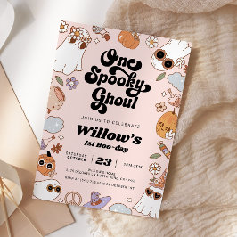 Invitación Primer cumpleaños de One Spooky Ghoul Groovy Hallo