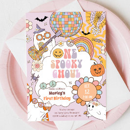 Invitación Primer cumpleaños de One Spooky Ghoul Retro Hallow