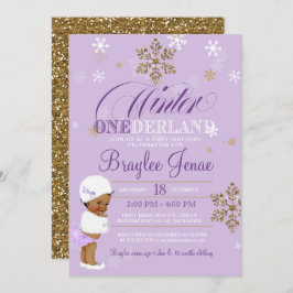 Invitación Primer cumpleaños de Onederland en invierno afroam