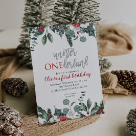 Invitación Primer cumpleaños de Onederland, navidad Winter