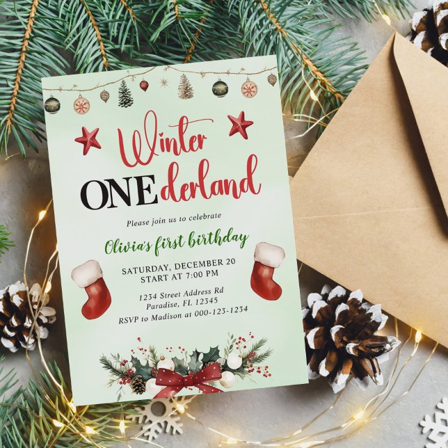 Invitación Primer cumpleaños de Onederland, navidad Winter (Subido por el creador)