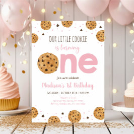 Invitación Primer cumpleaños de Pequeña Cookie Rosada