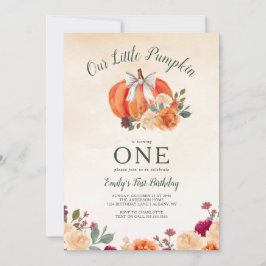 Invitación Primer cumpleaños de pequeños Chicas de calabaza