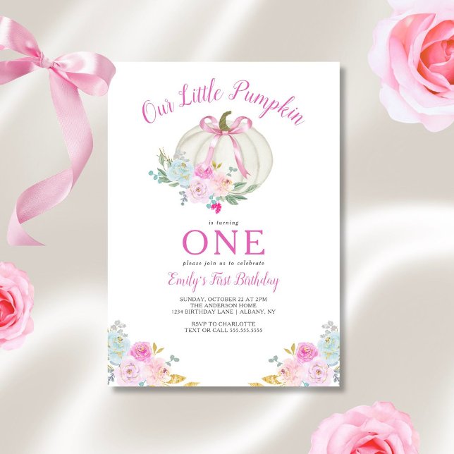 Invitación Primer cumpleaños de pequeños Chicas de calabaza r (Subido por el creador)