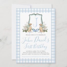 Invitación Primer cumpleaños de Perro Preppy Southern Blue Bo
