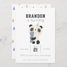 Invitación Primer cumpleaños de personalizable Cute Panda