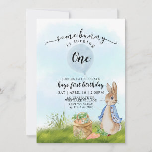 Invitación Primer cumpleaños de Peter Rabbit, conejo, primer