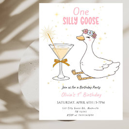 Invitación Primer cumpleaños de Pink Goose - Primer cumpleaño