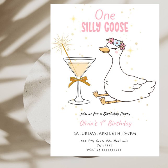 Invitación Primer cumpleaños de Pink Goose - Primer cumpleaño (Subido por el creador)