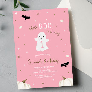 Invitación Primer cumpleaños de Pink Little Boo Halloween