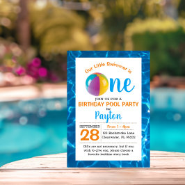 Invitación Primer cumpleaños de Pool Beach Ball