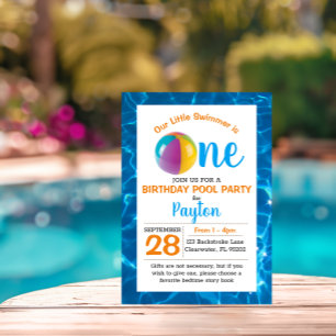 Invitación Primer cumpleaños de Pool Beach Ball