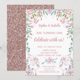 Invitación Primer cumpleaños de Purpurina unidosis de Chicas 