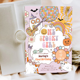 Invitación Primer cumpleaños de Retro Halloween, un Chica fan