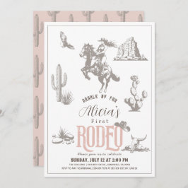 Invitación Primer cumpleaños de Rodeo Chica Occidental Rosa