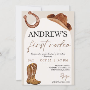 Invitación Primer cumpleaños de Rodeo Cowboy Personal