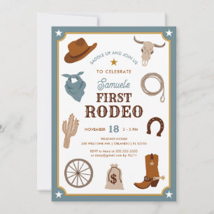 Invitación Primer cumpleaños de Rodeo Cowboy Wild West Boy