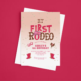 Invitación Primer cumpleaños de Rodeo Cowgirl Peach