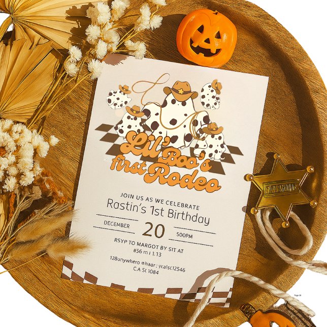 Invitación Primer cumpleaños de Rodeo de Retro Cowboy Hallowe (Subido por el creador)