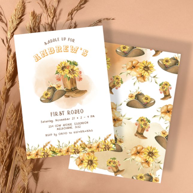 Invitación Primer cumpleaños de Rodeo Neutral Southern Cowboy (Subido por el creador)