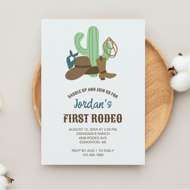 Invitación Primer cumpleaños de Rodeo Primer Cowboy Cute Occi (Subido por el creador)