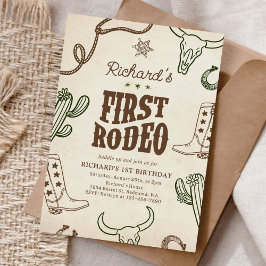 Invitación Primer cumpleaños de Rodeo Western Boy