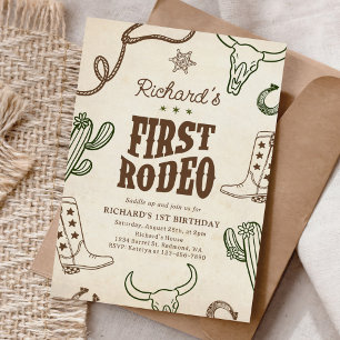 Invitación Primer cumpleaños de Rodeo Western Boy