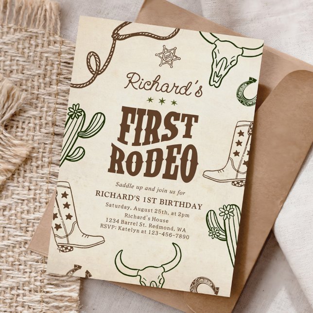 Invitación Primer cumpleaños de Rodeo Western Boy (Subido por el creador)