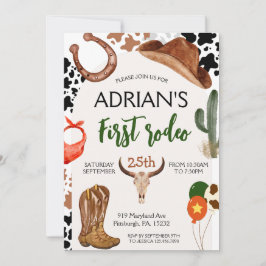 Invitación Primer cumpleaños de Rodeo Western Cowboy