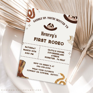 Invitación Primer cumpleaños de Rodeo Western Cowboy