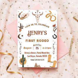 Invitación Primer cumpleaños de Rodeo Western Cowboy