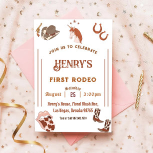 Invitación Primer cumpleaños de Rodeo Western Cowboy