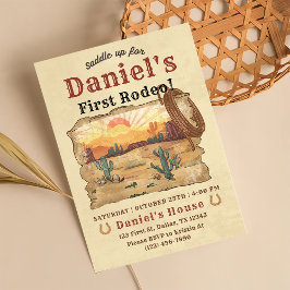 Invitación Primer cumpleaños de Rodeo Western Cowboy