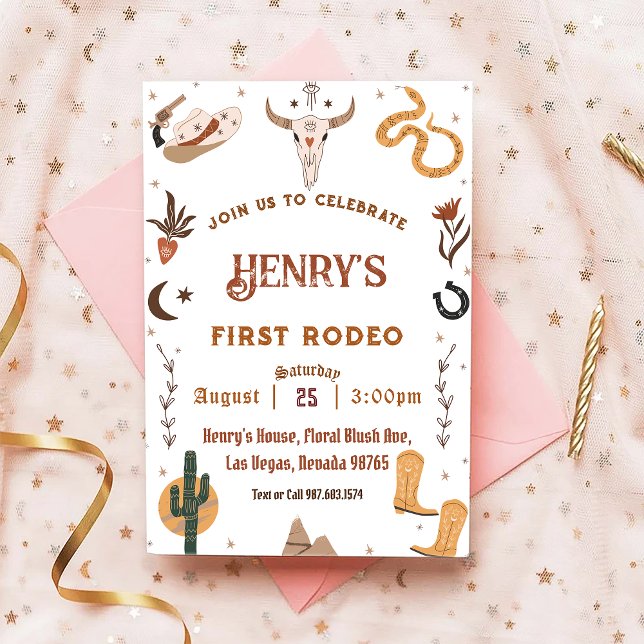 Invitación Primer cumpleaños de Rodeo Western Cowboy (Subido por el creador)