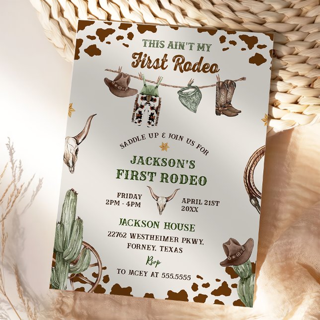 Invitación Primer cumpleaños de Rodeo Western Cowboy (Subido por el creador)