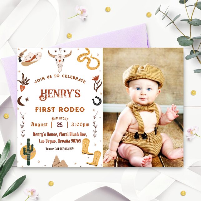 Invitación Primer cumpleaños de Rodeo Western Cowboy (Subido por el creador)