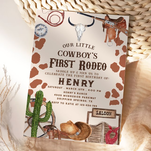 Invitación Primer cumpleaños de Rodeo Western Cowboy (Subido por el creador)